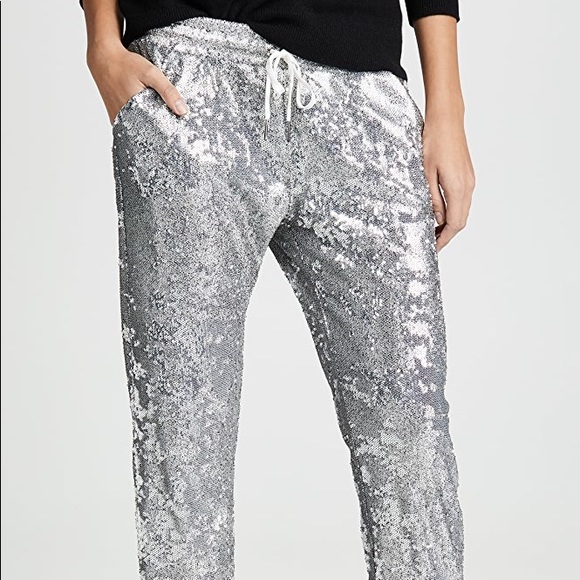 NWT David Lerner silver sequin lounge jogger size XS - Picture 4 of 12